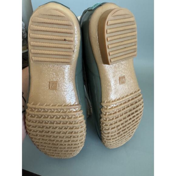 Jack Rogers Rain Boots Green Gold Sparkle Womens Size 7 Duck Boots Galoshes - Picture 10 of 10